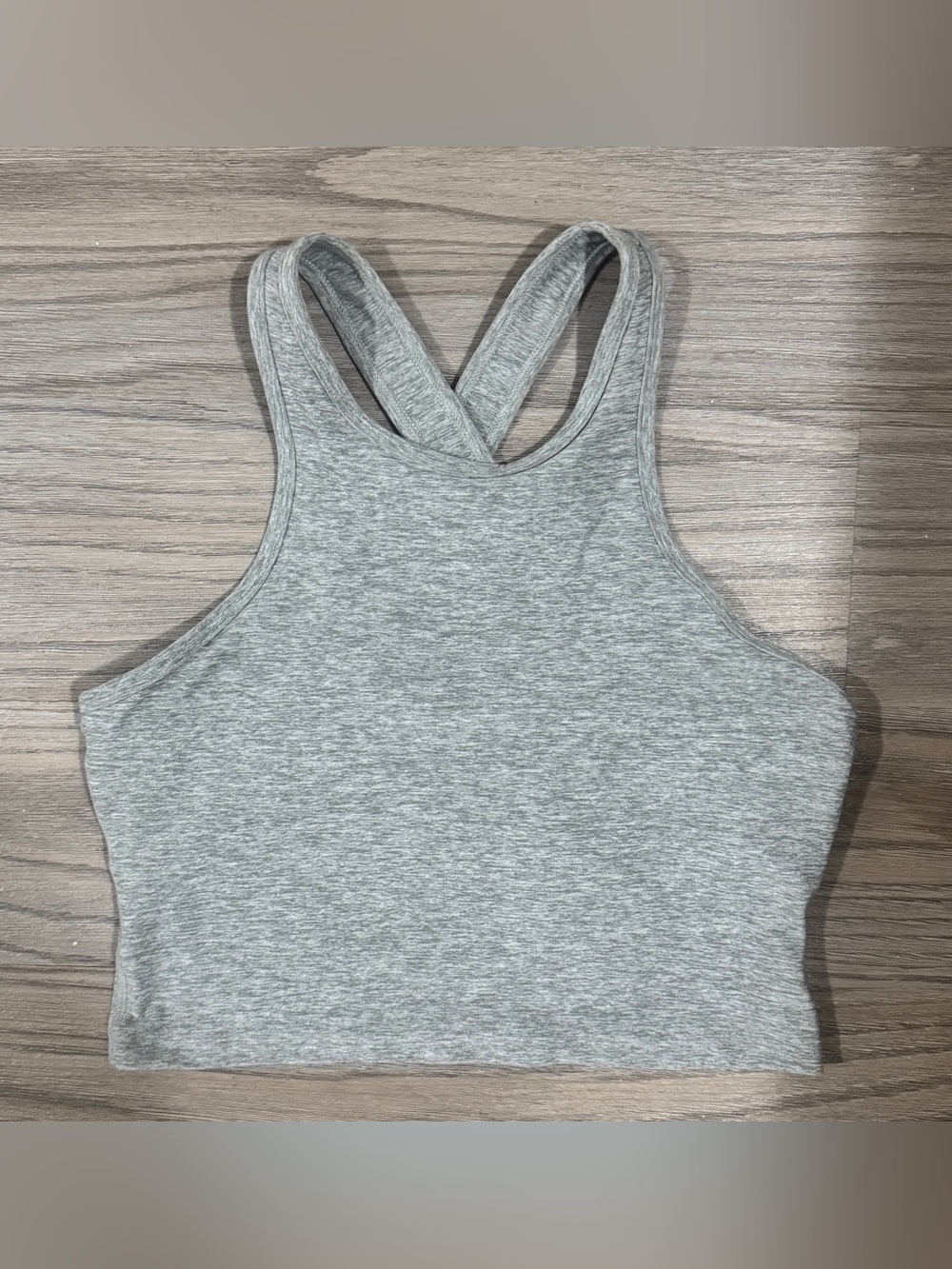Beyond Yoga Heather Gray Crossback Crop Tank Woman’s Size Large Yoga Pilaties